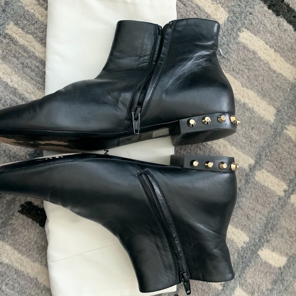 Balenciaga Black Leather Studded Heel Ankle Boots - Picture 3 of 8